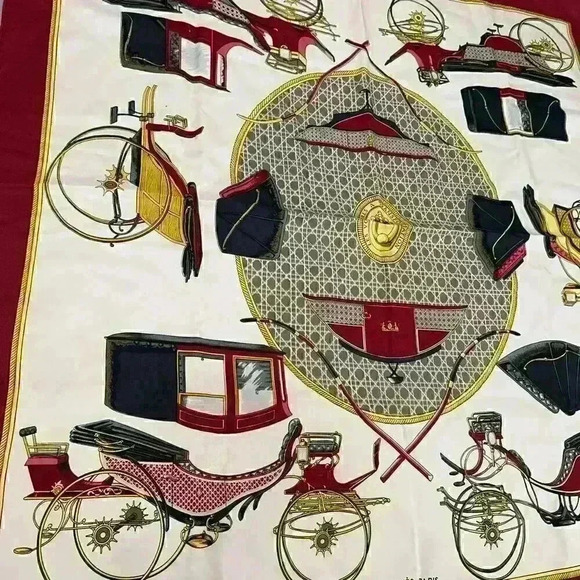 Hermes Les Voitures A Transformation Silk Scarf Vintage La Perriere Equestrian - Picture 4 of 16